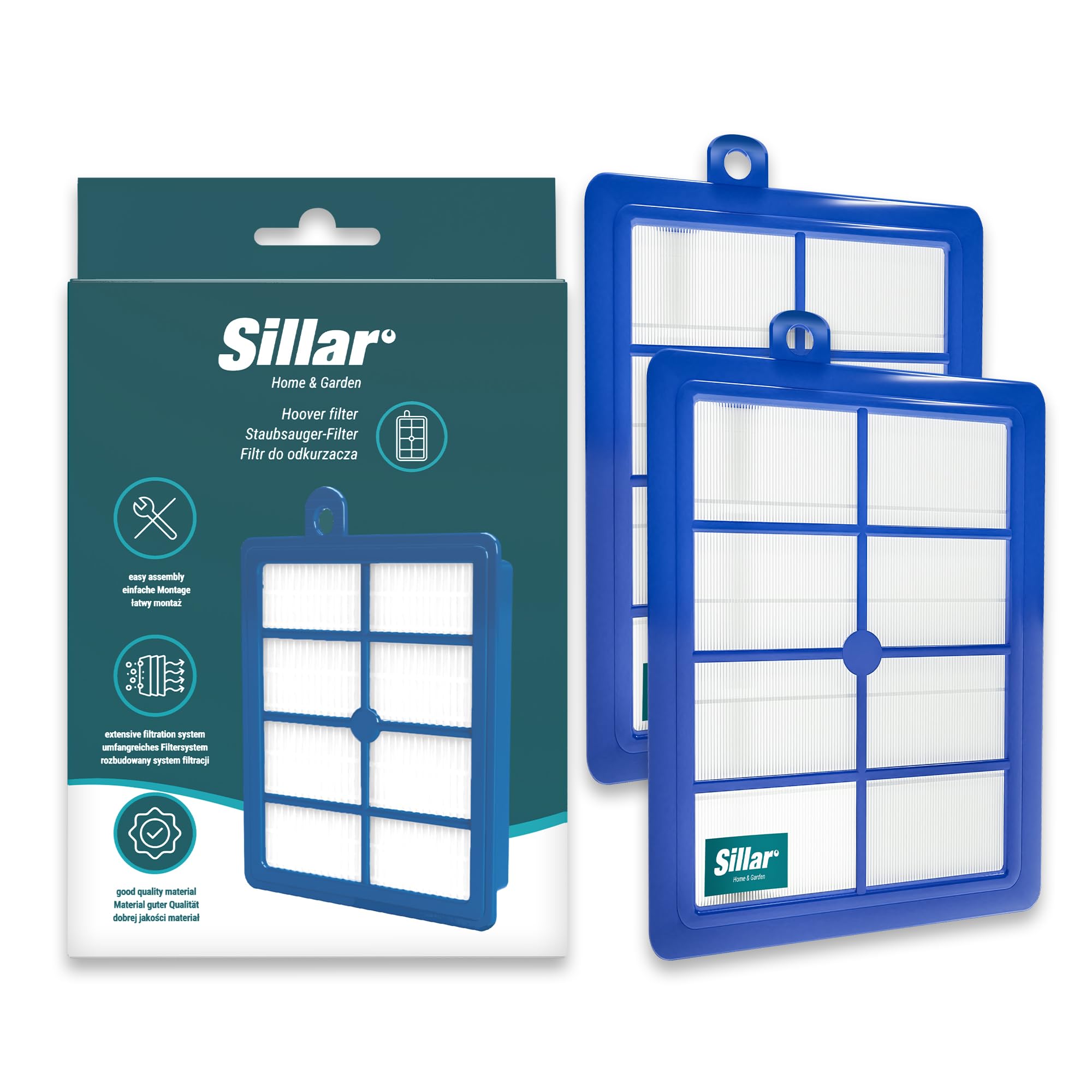 Sillar® 2x Filtr HEPA do AEG ELECTROLUX Airmax/Boldio/ErgoSpace/Excellio/Mondo Plus/Oxygen/Praxio/Powersystem PHILIPS Expression/Impact/Jewel/Performer (EFH13W, EFH12W, 9002564053)