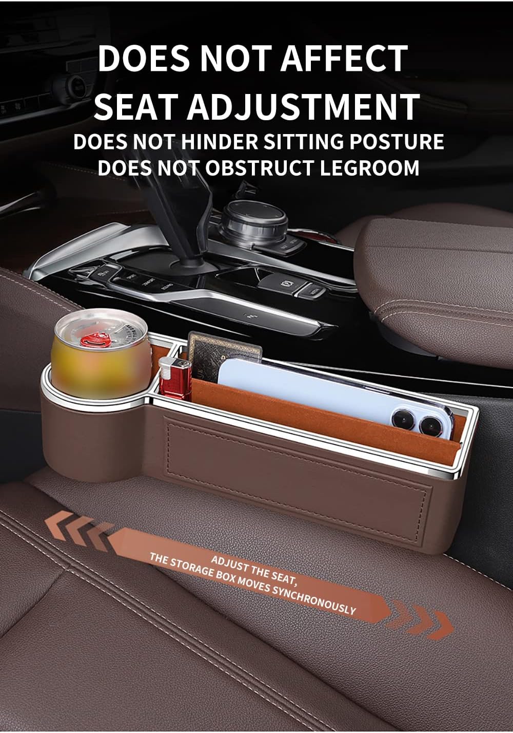 SANRILY 2 Pack Car Seat Gap Filler Organizer with Cup Holder Universal Fashion PU Leather Multifunctional Car Center Console Organizer with USB Hole Red