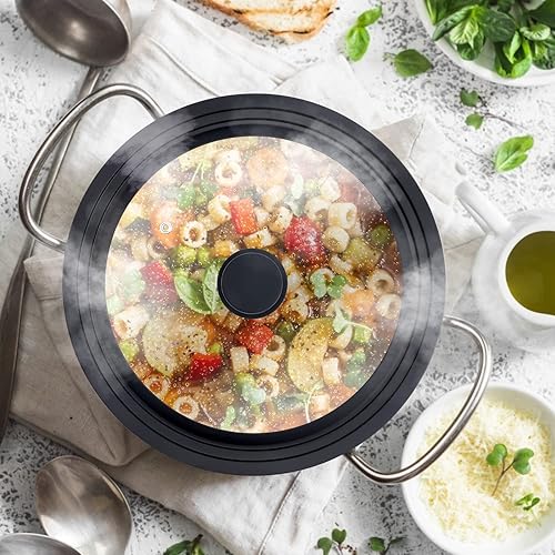 Miniatura 6 de Tapa universal para ollas, sartenes y sartenes, tapa de vidrio templado con borde de silicona resistente al calor que se adapta a utensilios de