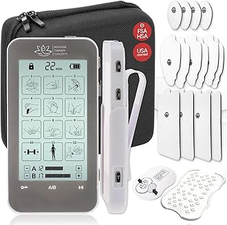 Massage Therapy Concepts Deluxe TENS Unit Muscle Stimulator & Accessories - Non-Invasive EMS Machine for Neck & Back Pain Relief, Sciatica - Electrotherapy with 12 Modes & 20 Intensity Levels