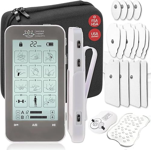 Deluxe TENS Unit Estimulador muscular y accesorios - Máquina EMS no invasiva para alivio del dolor de cuello y espalda, ciática, electroterapia con