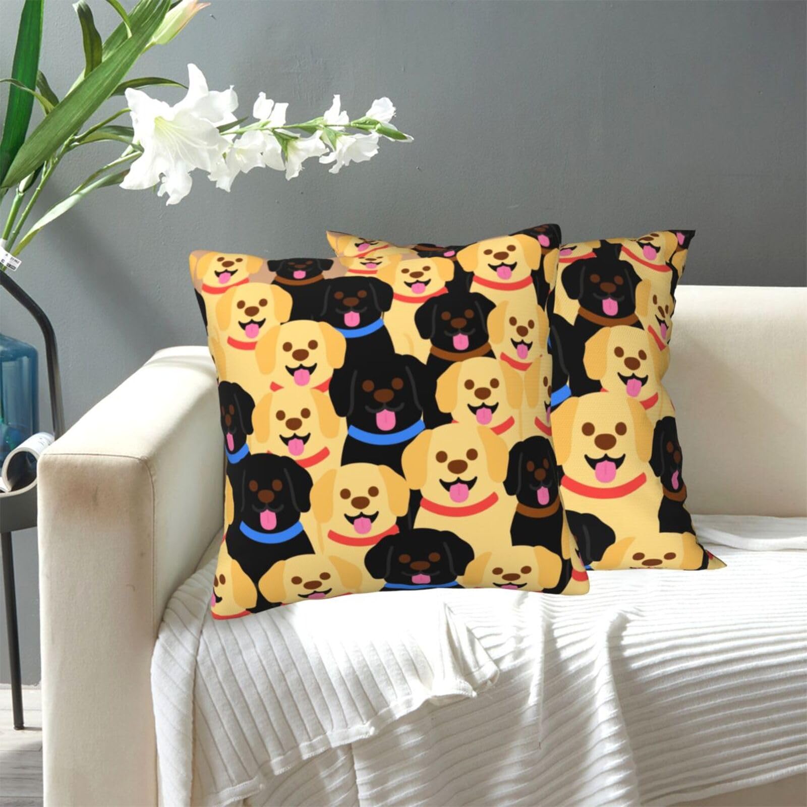 FekiLoot Decorative Throw Pillow Covers Modern Farmhouse Pillowcase Double Sided Cozy Cushion Cover for Sofa Couch Bed 20"X20" Labrador Retriever Dogs