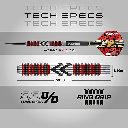 Miniatura 4 de RED DRAGON Gerwyn Price Iceman Firebird - Juego de dardos de tungsteno de 0.74 oz con vuelos y tallos