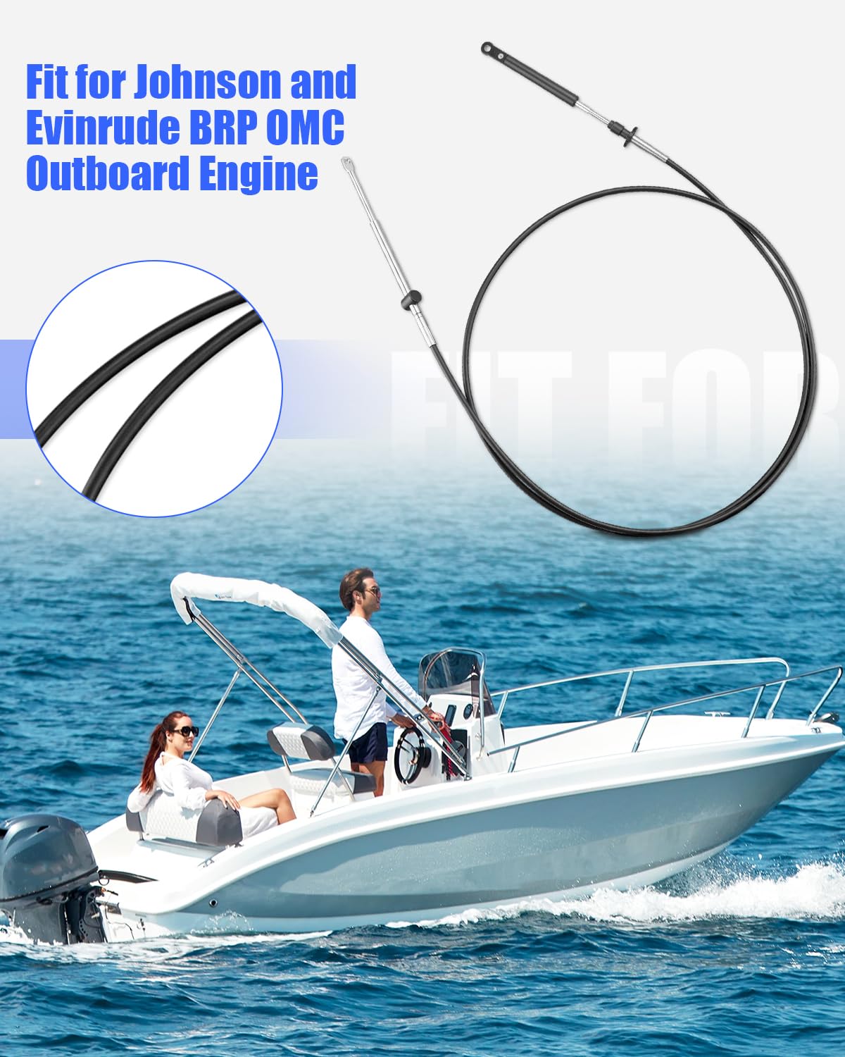 2 cavi di controllo remoto da 3,9 m per motore fuoribordo Johnson Evinrude BRP OMC, sostituisce 0173111