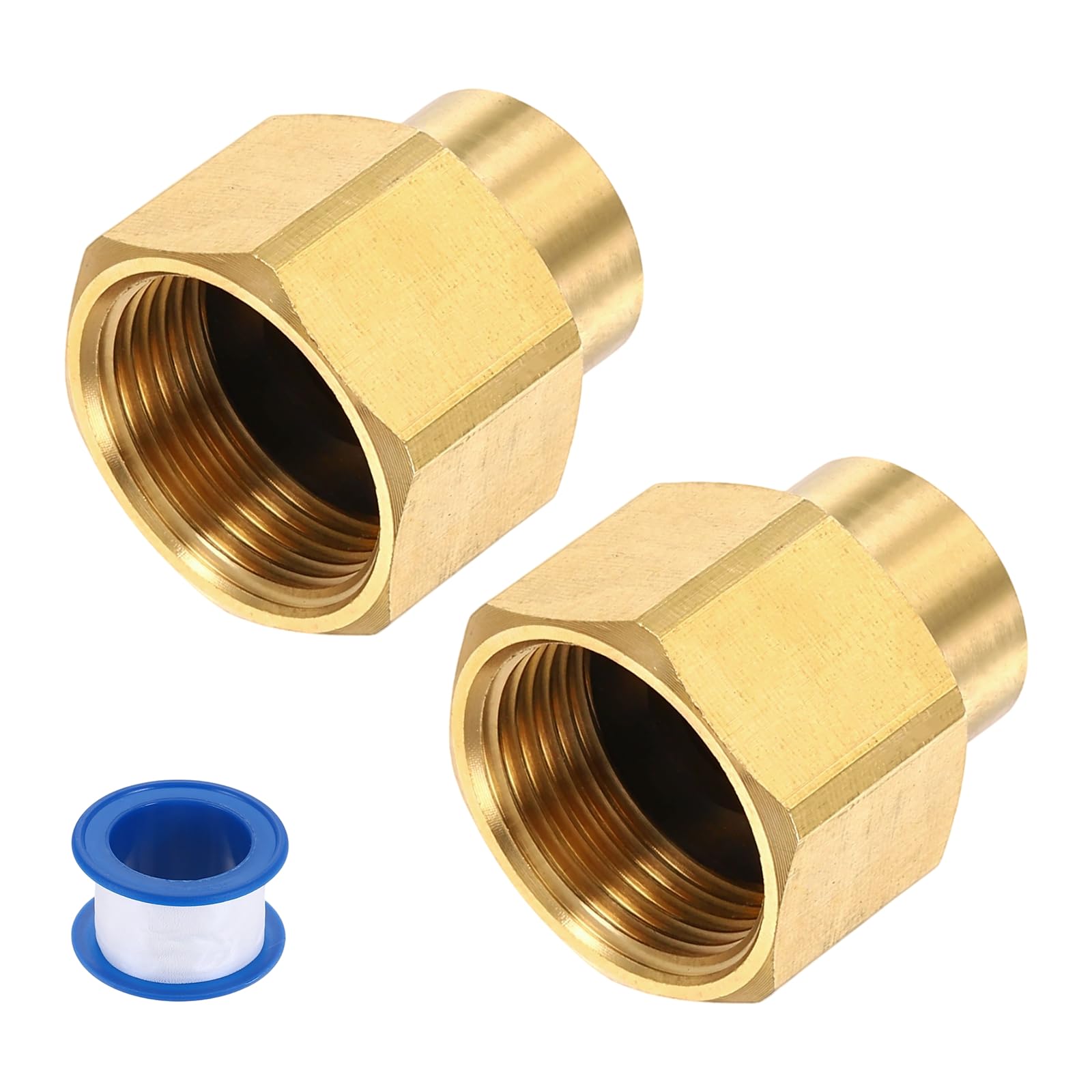 2Pcs Pressure Washer Adapter, M14 Female to M22 Female Quick Connect Fittings Brass Swivel Adapter with Sealant Tape for Pressure Power Washers Hose