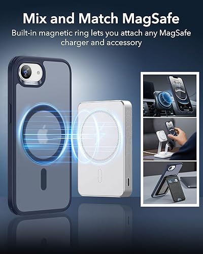 Vista 514 de ESR Funda para iPhone 15 Pro Max, compatible con MagSafe, de grado militar, negro transparente