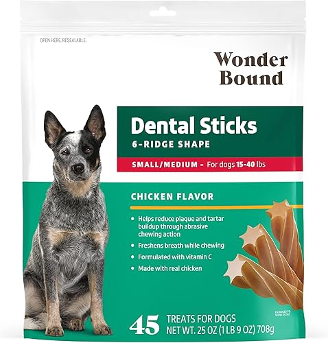 Miniatura 10 de Marca Yaxa – Wonder Bound Palitos dentales con sabor a pollo para perros grandes (más de 30 libras), forma de 6 crestas para control de placa