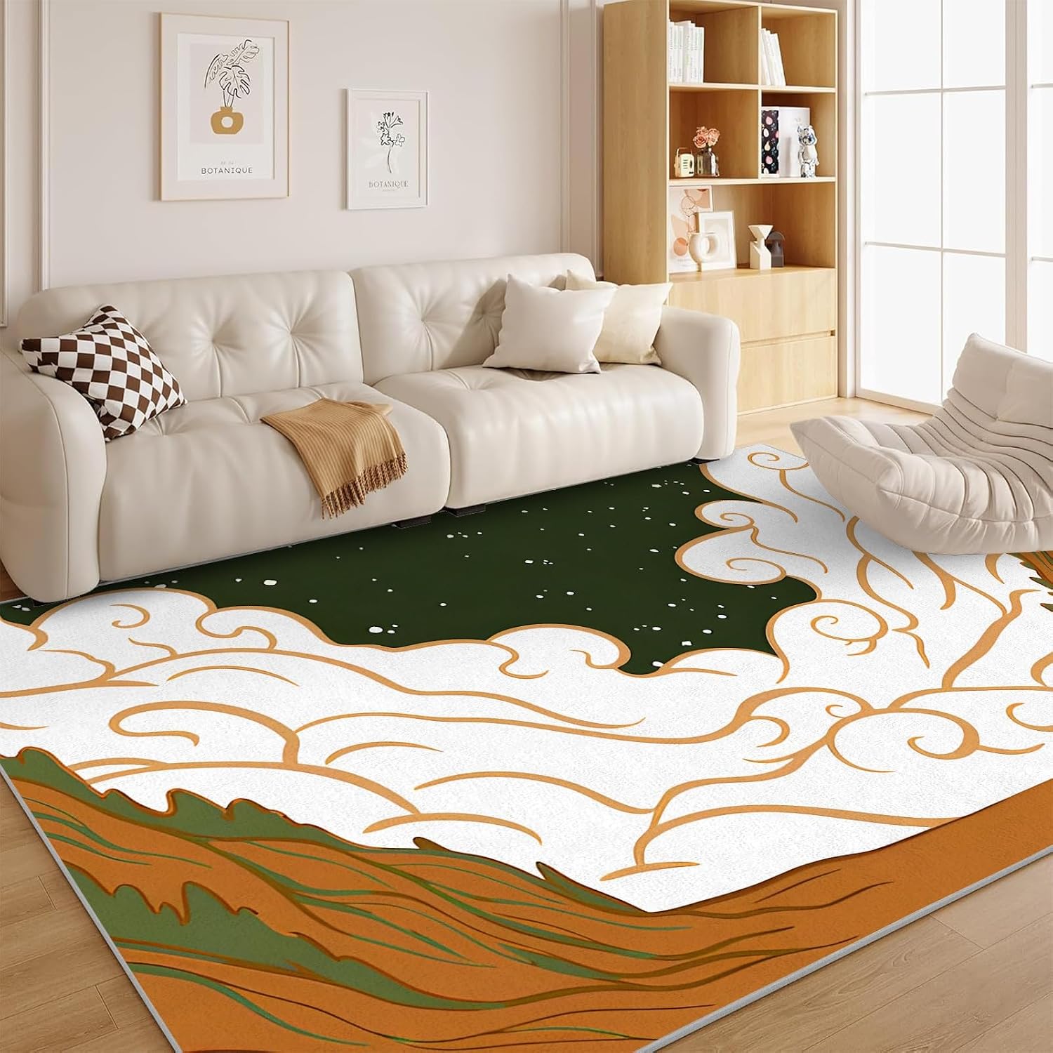 3D Rug - Printing 8x10 Rugs for Living Room Bedroom Low Pile Indoor Washable Japanese Door Mat Non-Slip Soft Floor Carpet Vintage Throw Indoor for Boys Girls B285 - A92