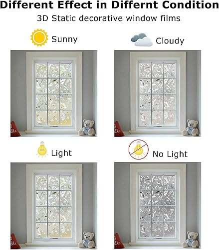 Miniatura 5 de LEMON CLOUD película decorativa de privacidad para ventana, adhesivo 3D antirrayos ultravioleta, bloquea el sol y controla el calor, diseño con