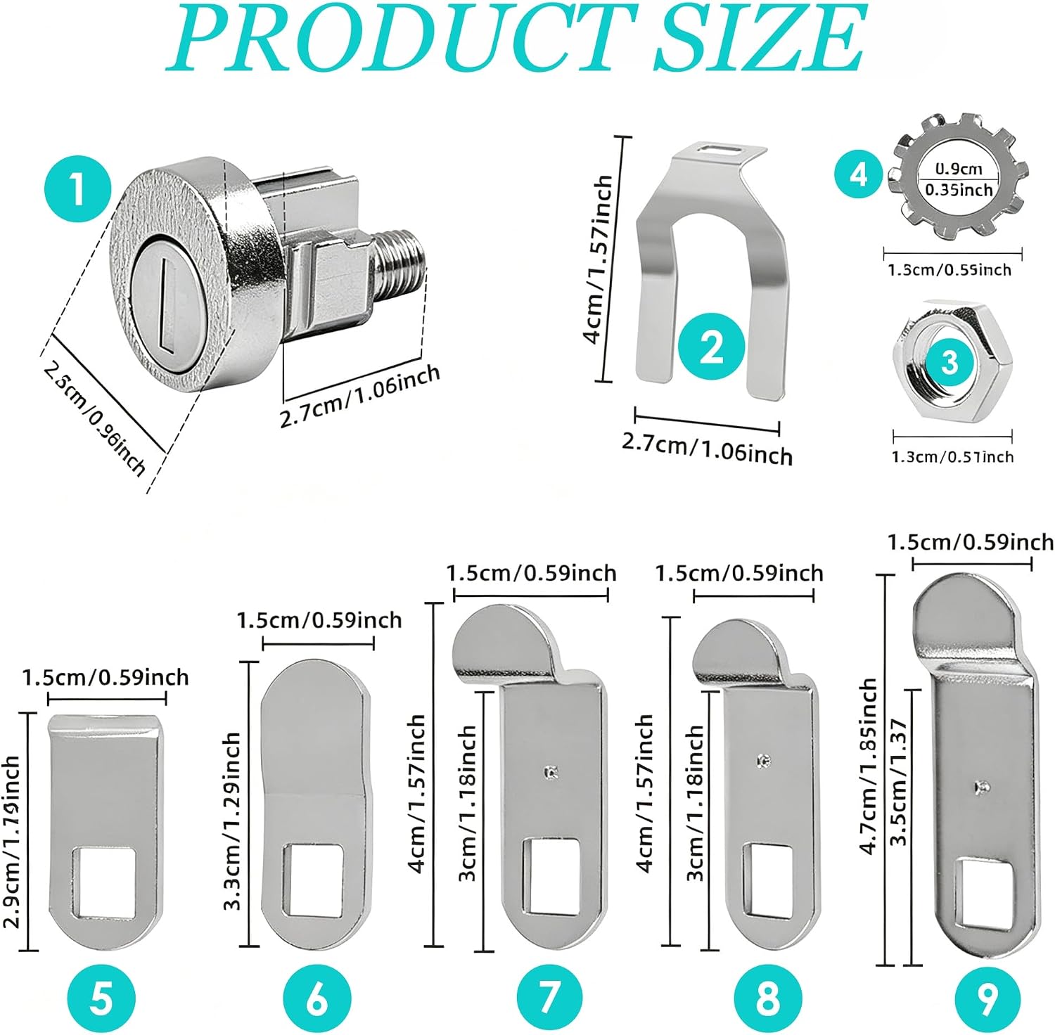 Mailbox Lock L-1172C C9100 COMP-X, 1Pack, Nickel Finish | 3 Keys, 5 Shaped Locking Plates Clockwise, Replacement for USPS & Tool Box, Includes C7120 Cam
