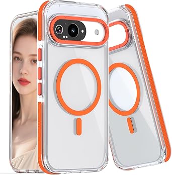 CCSmall for Google Pixel 10 Pro Case Clear with Magnetic Ring XC Orange