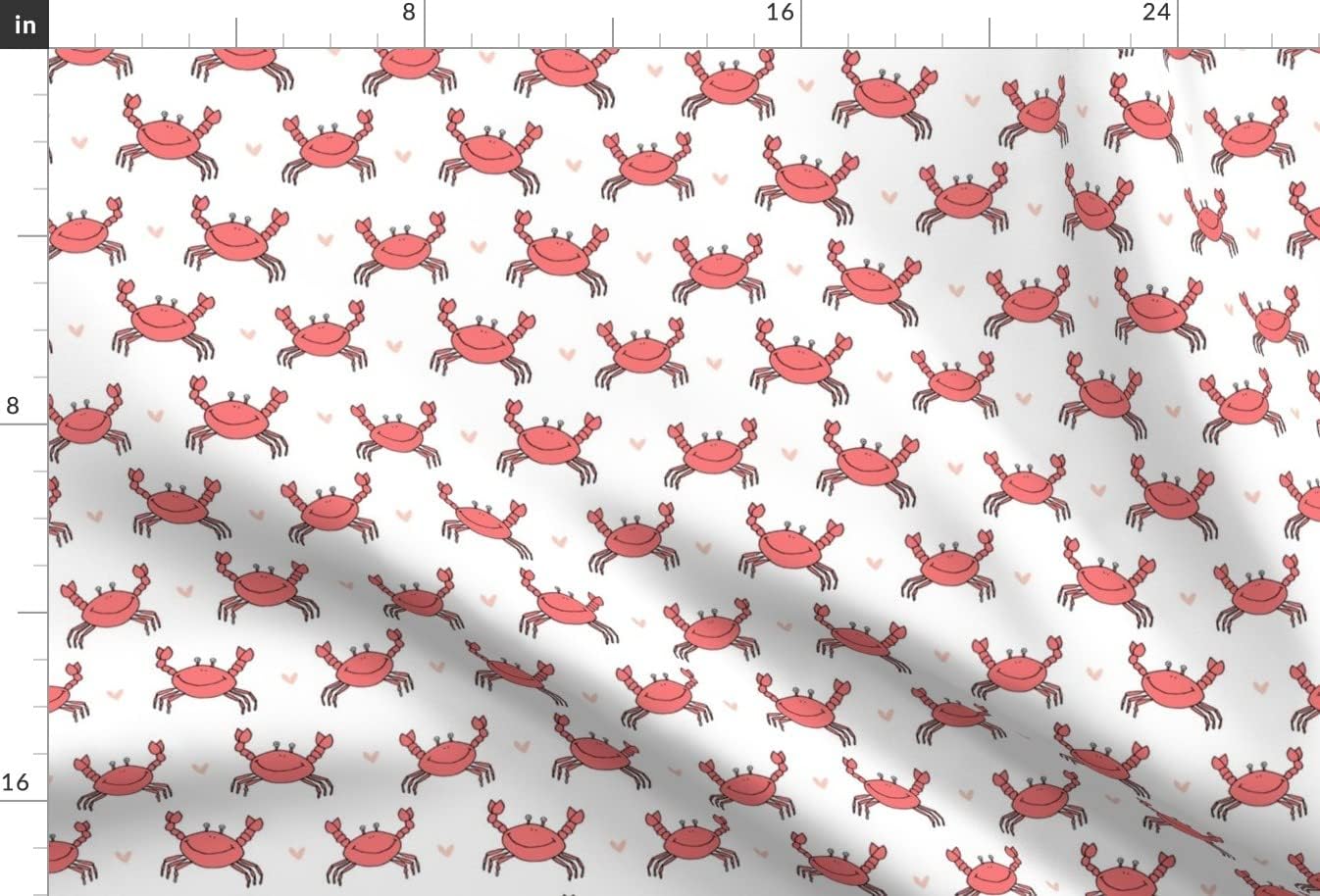 Spoonflower Fabric - Dancing Crab Coral Cute Summer Nautical Best Crabs Ocean Sea Printed on Minky Fabric by The Yard - Sewing Baby Blankets Quilt Backing Plush