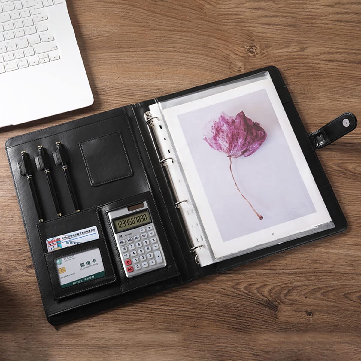 Binder e blocchetto appunti a anello rimovibile, Organizer portadocumenti in pelle PU A4 con blocco for appunti, nero e marrone, diverse misure(Brown,12 Bit+5*note pad)