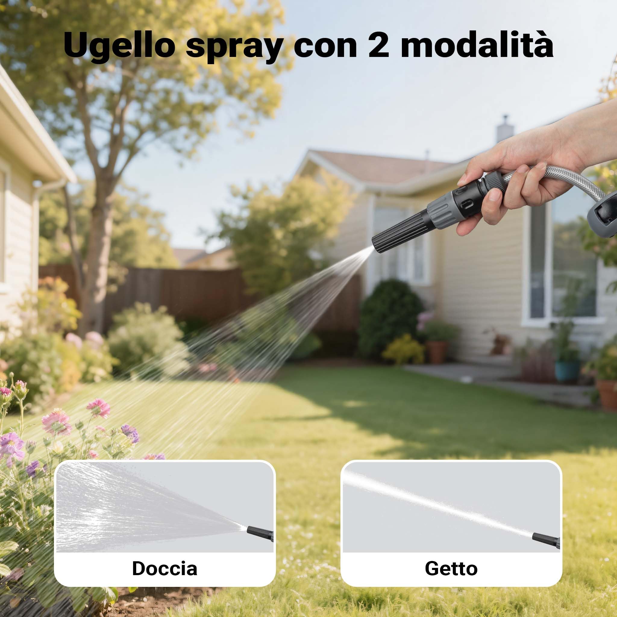 XPOtool Portatubo da giardino con avvolgitore automatico, avvolgitubo da parete con tubo da 20m, avvolgitore per tubo acqua