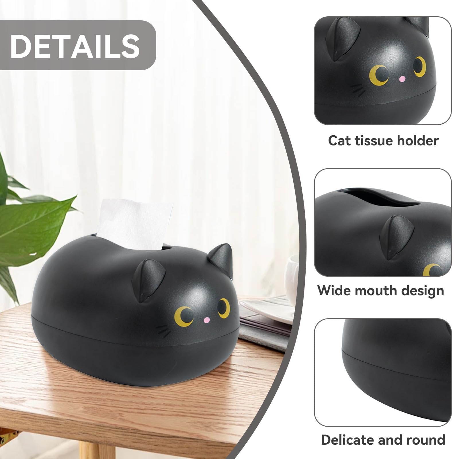 Cartoon Cat Tissue Box, Plastic Cartoon Facial Tissue Box Cover Holder Lovely Napkin Box - Image 2