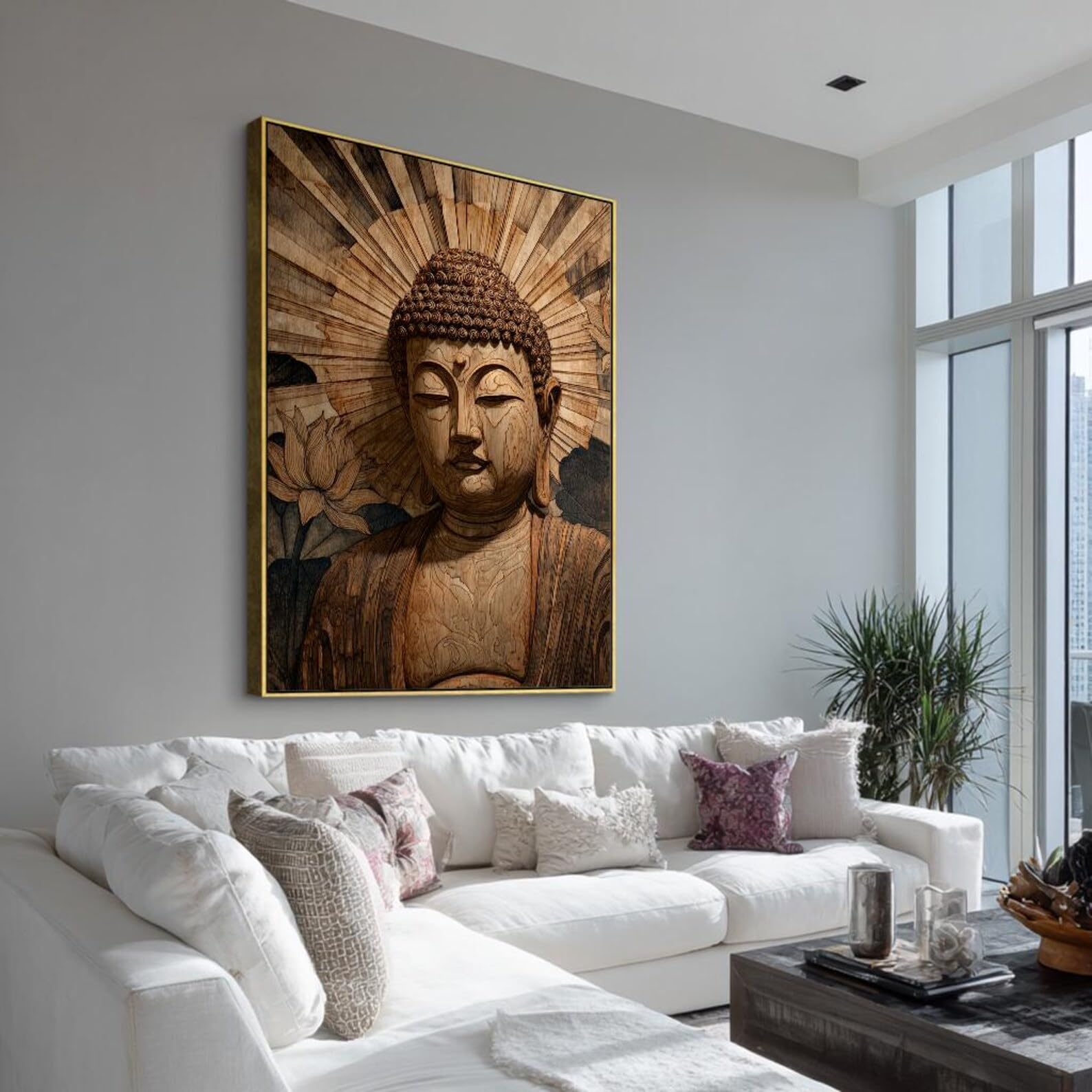 XINBAO Buddyjski portret, druk, duchowa dekoracja pokoju, wielkie dzieło sztuki ściennej Budda, obraz na płótnie do dekoracji zajęć jogi (70 x 100 cm/bez ramki)