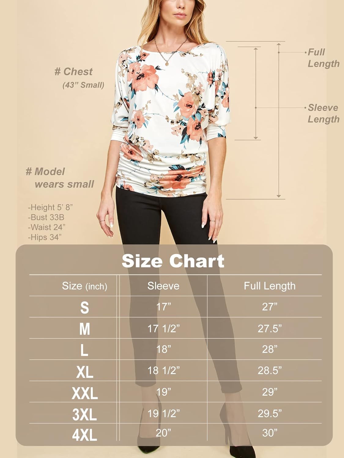 Made By Johnny Women's Casual Boat Neck and V-Neck 3/4 Sleeve Draped Dolman Top with Side Shirring Premium Shirt - Image 6
