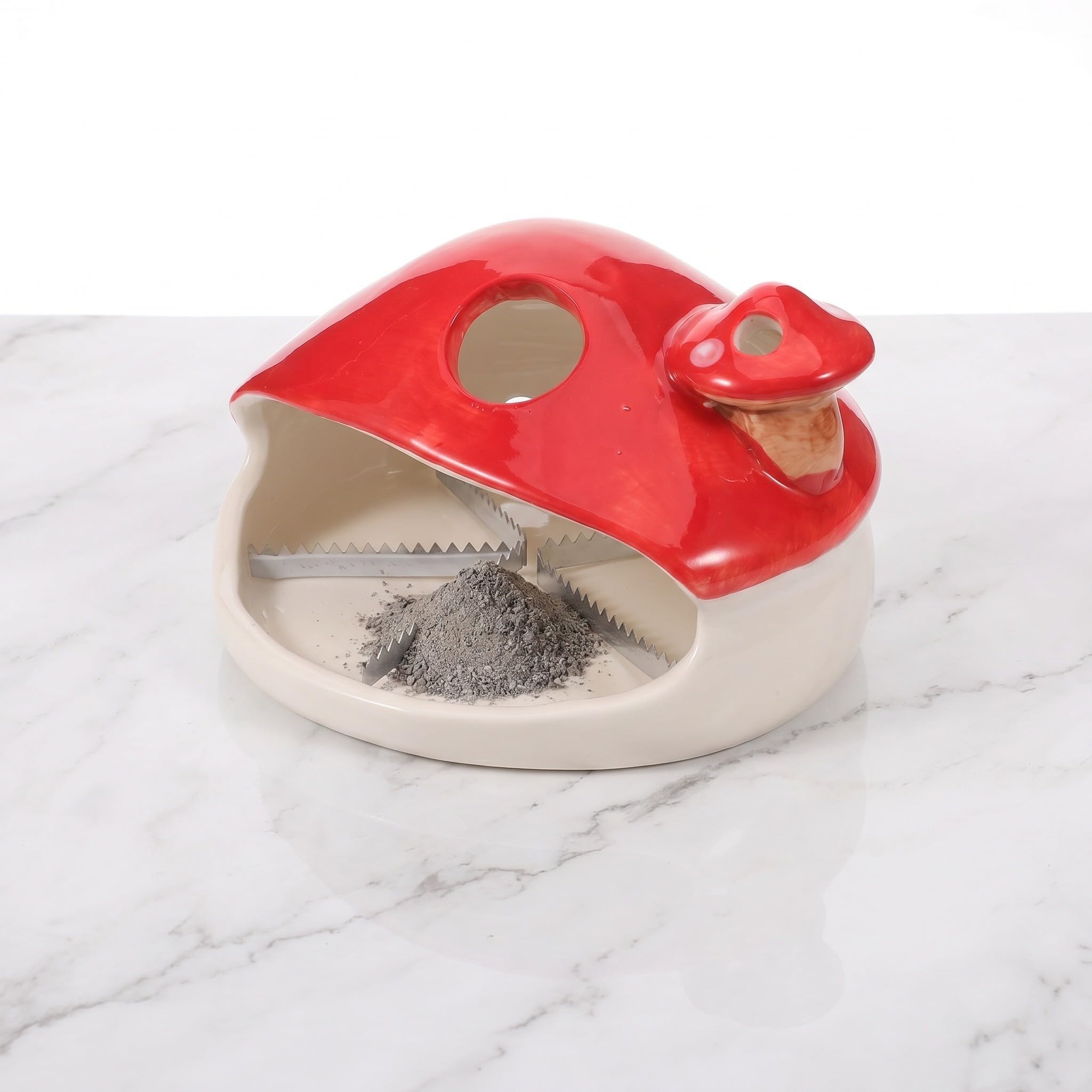 ibasenice Porta Incienso Diseño Decorativo Forma de Hongo Rojo de Cerámica Acabado Esmaltado y Mantenimiento Fácil para Dormitorio o Sala de Té