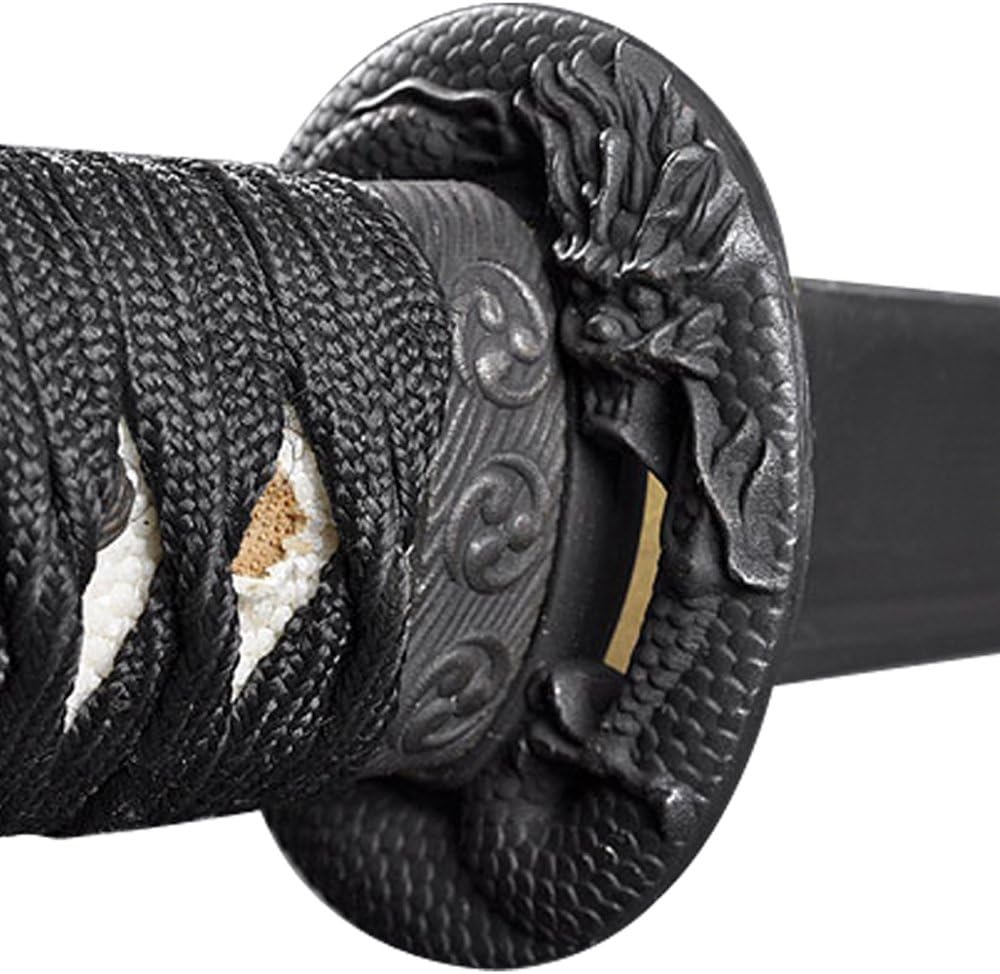 Handmade Sword Dragon Tanto — 1045 Carbon Steel, Hand Forged, Full Tang, Battle Ready — Dragon Tsuba, Traditional Japanese Short Sword for Collectors & Cutting Practice
