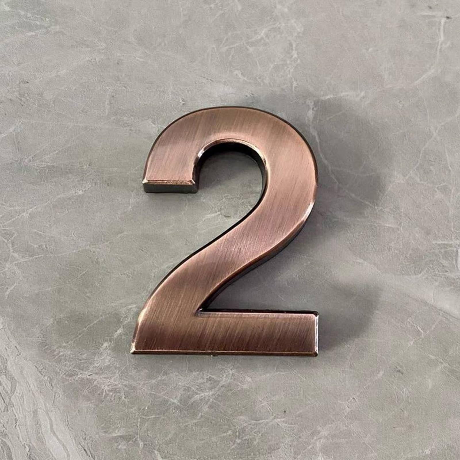2 Inch Self Adhesive House Numbers Sticker 5cm Modern Door Number Bronze/Silver Mailbox Address Sign, for Wall Decor Garden Apartment Cafe Hotel Office Street Room Yard Exterior Decorative(Bronze 2)