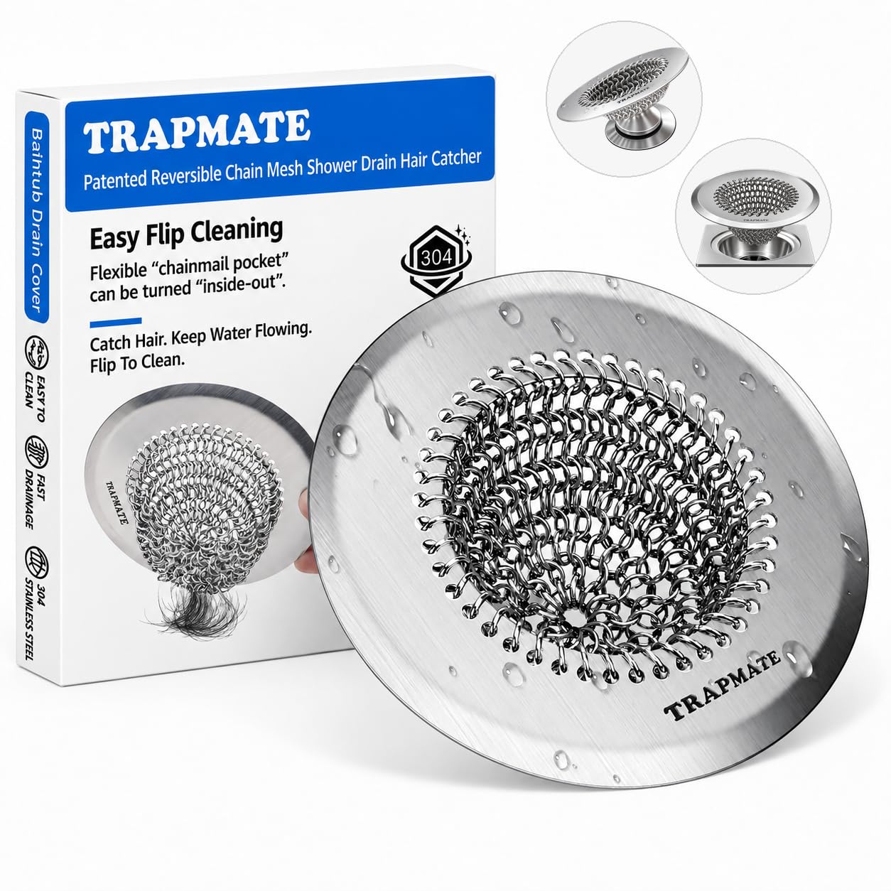 TRAPMATE Shower Drain Hair Catcher - Easy Cleaning -1 TRAPMATE Shower Drain Hair Catcher - Easy Cleaning -1