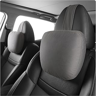 2pcs Car Neck Pillow for headrests,Support Drive Seats Head Cushion Pillows,Microfiber Velvet,Plant-Based Polyester,Thickness & Height Adjustable,11.8x7.5,Inner Liner fillable(Grey)