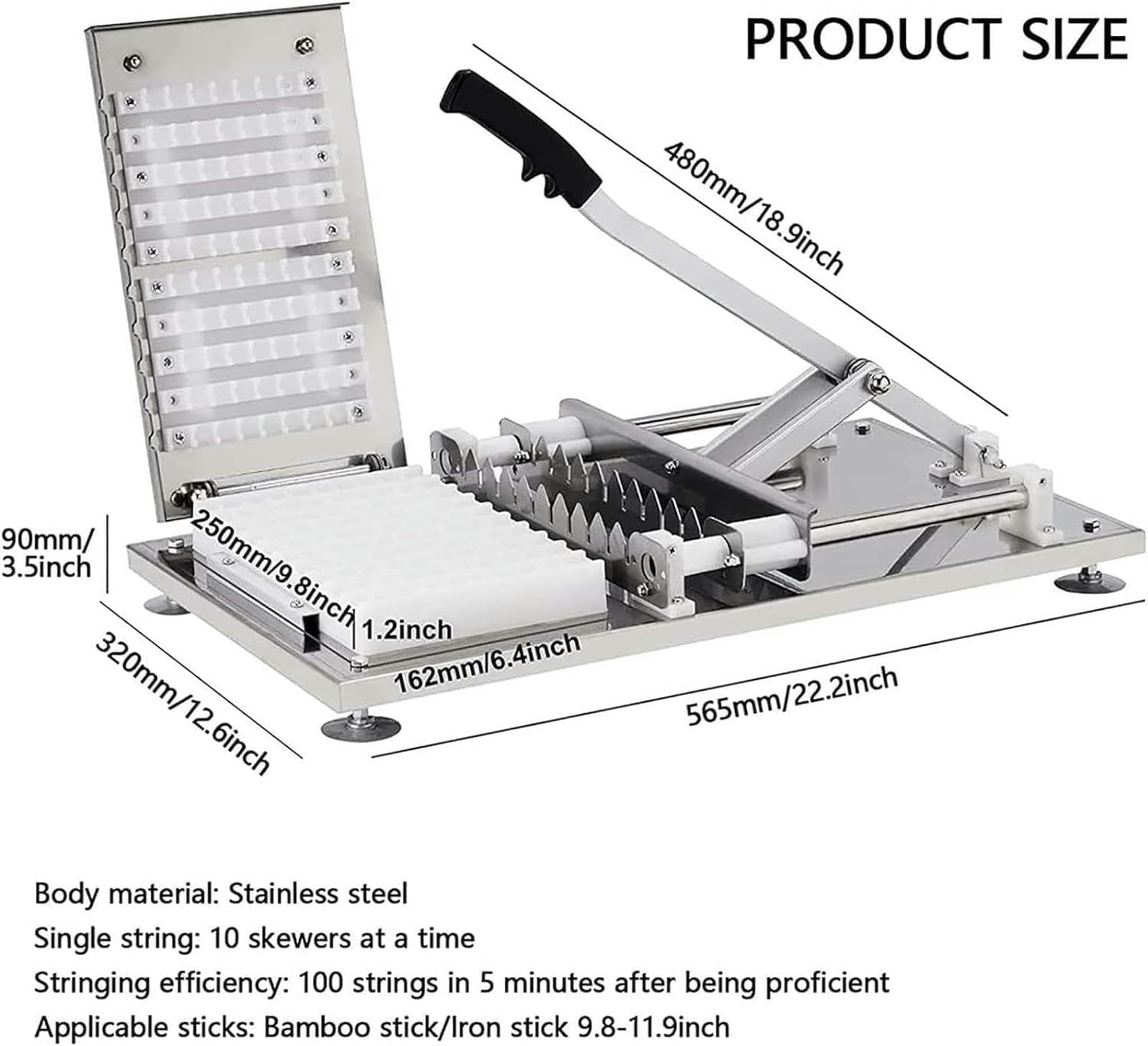 Spiedini di carne per barbecue, spiedini di montone, spiedini manuali per kebab, 10 fori, kit portatile per spiedini, con scatole per carne, per cucina, barbecue, negozio, picnic