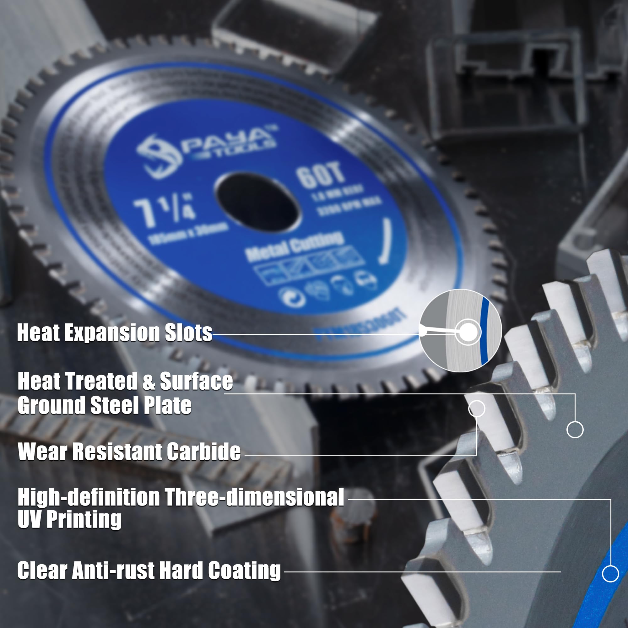PAYA TCT PYM1853060T - Lama per sega circolare in metallo, diametro 185 mm x 30 mm, 60 denti, lama per sega circolare in acciaio ad alte prestazioni per lamiere d'acciaio, tubi e materiali compositi