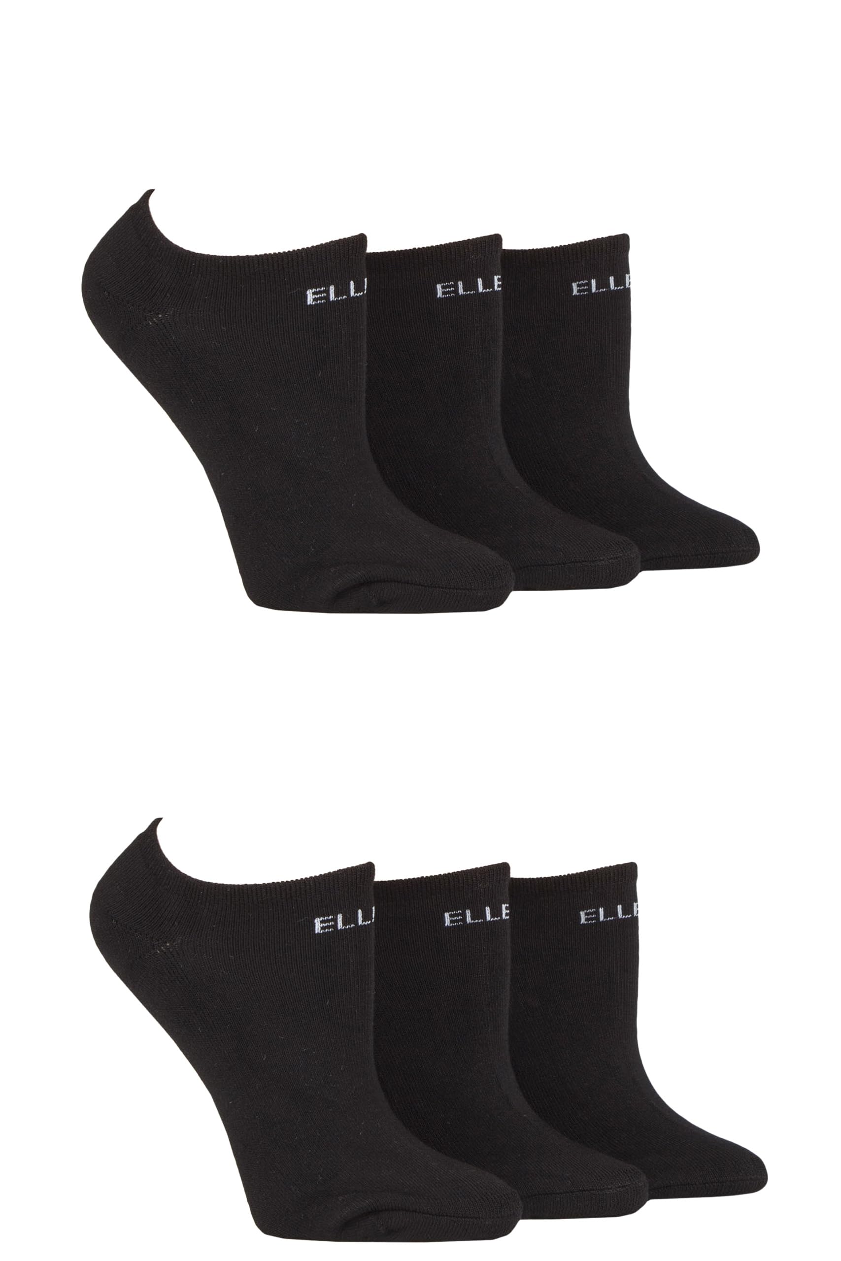 Elle Women's Black Socks, No Shows, Invisible, Short, Low, Soft Breathable Bamboo, Cushioned Comfort, Multipack Of 6 Pairs In Size 4-8