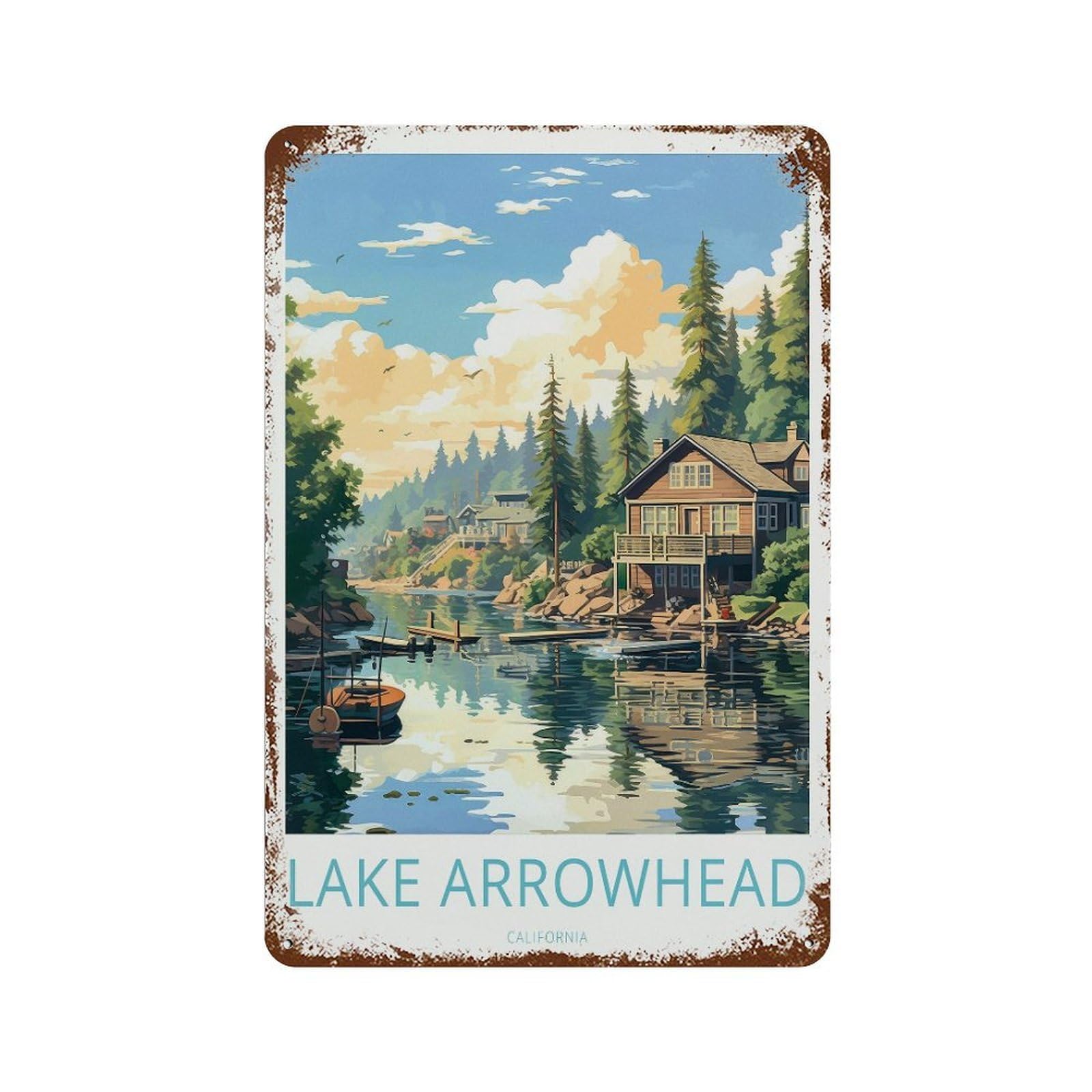 xiaoxiaoshen Lake Arrowhead Travel California City Gifts (2) Wall Decor Art Metal Tin Poster Modern Home Decor Art Home Bar Shop Decorations Vintage Sign 30x20cm