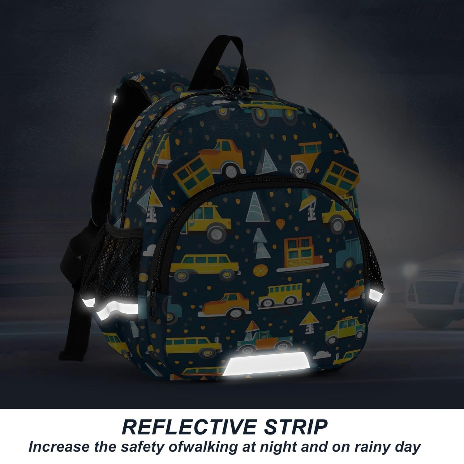 Cartoon Colorful Car Toddler Harness Backpack for Boys Girls 3-6 Years Kids Backpack with Anti Lost Safety Leash Baby Protection Backpack for Travel Walking Preschool