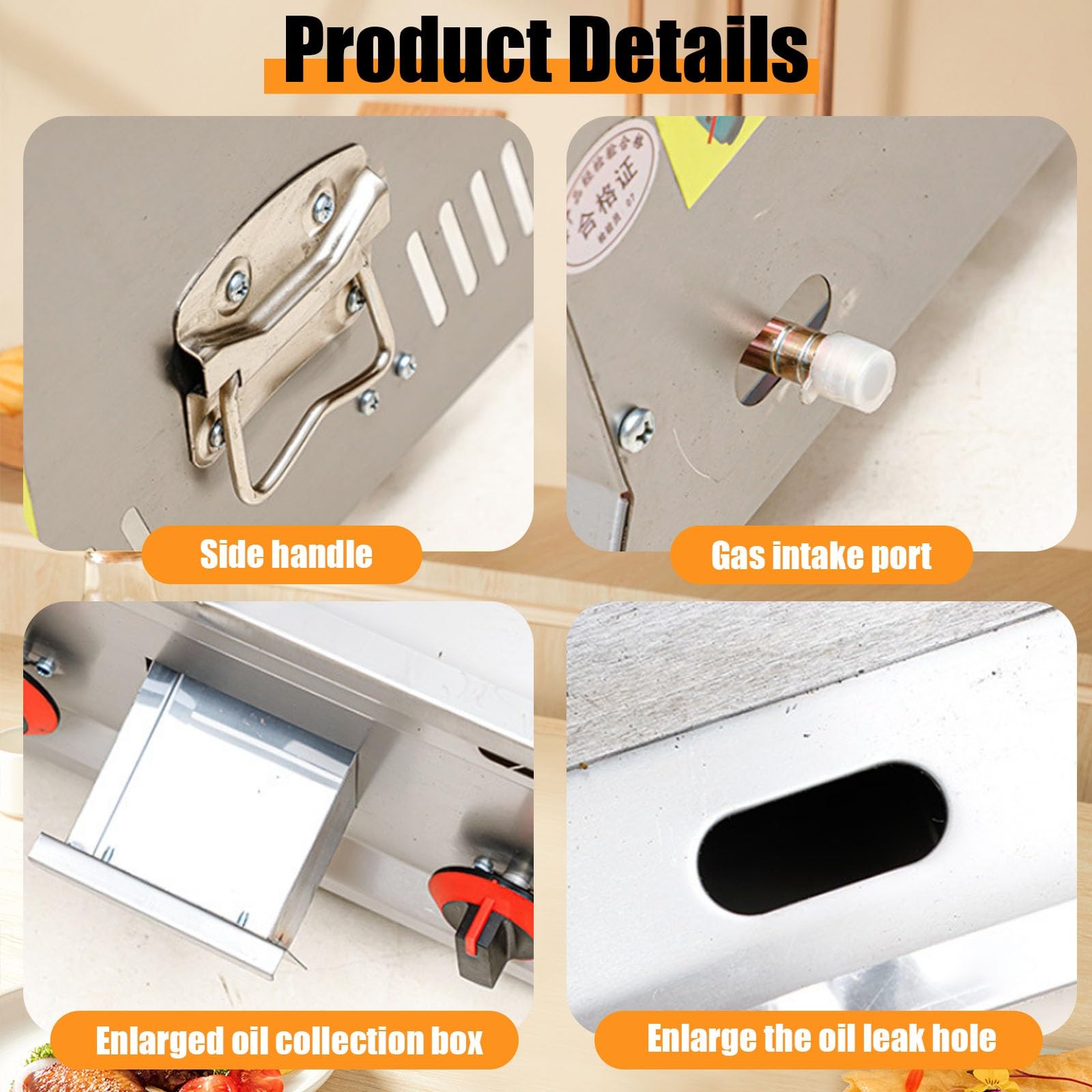Friggitrice Professionale Inox Piastra a Gas Con Friggitrice, Riscaldamento Rapido Con Struttura in Acciaio Resistente per Cucine Commerciali Molto Frequentate(Commercial)