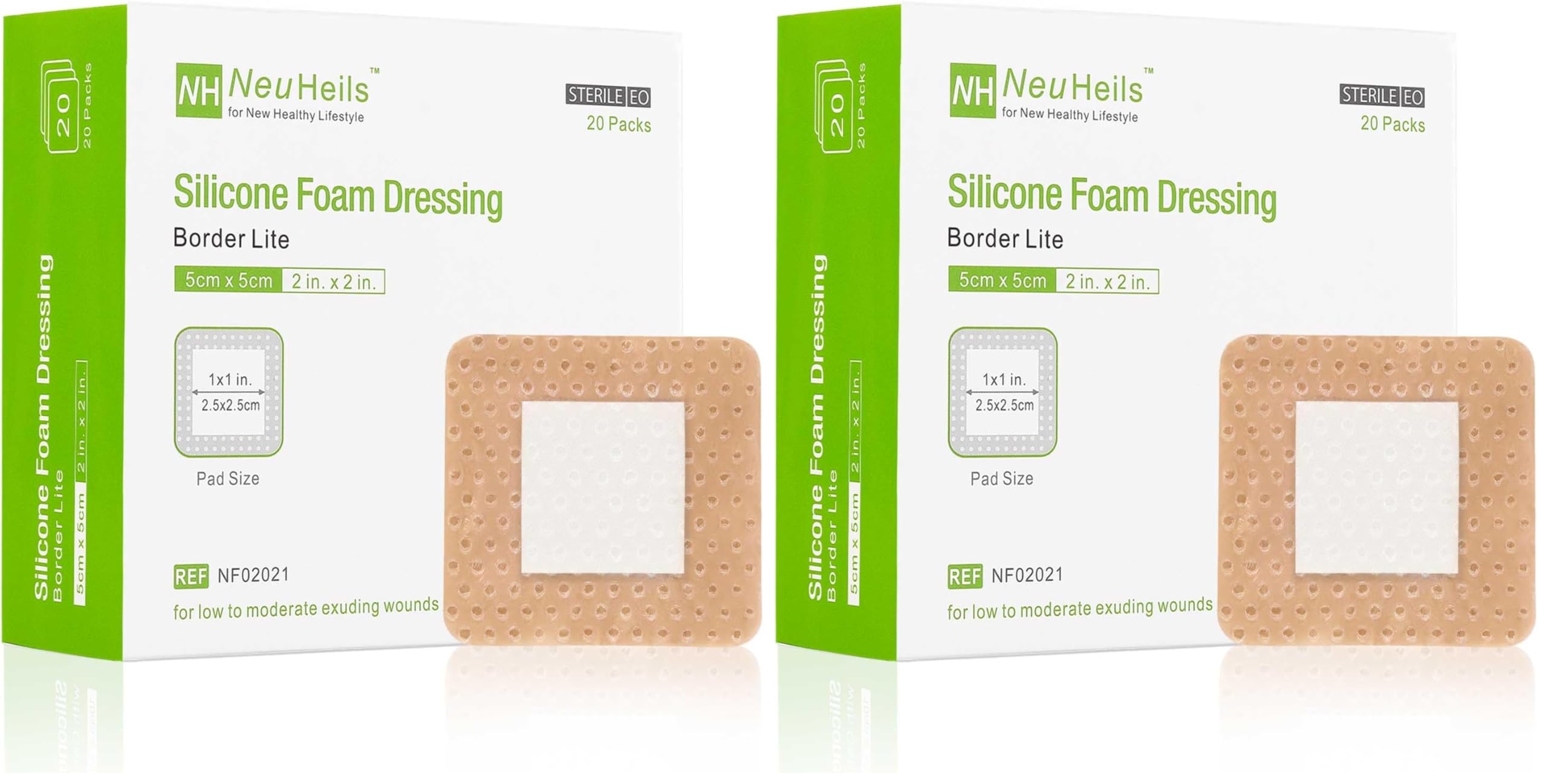 NeuHeils Border Lite Silicone Foam Dressing 2x5 Inch 20 Packs, Latex Free — Amazon image 14