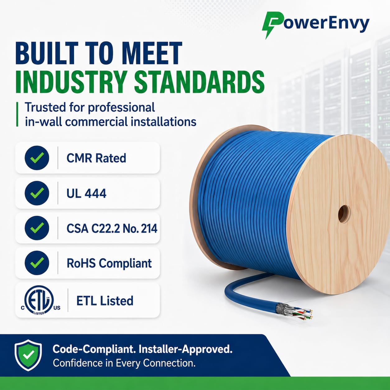 Câble Ethernet Cat7 S/FTP LAN, catégorie 7, câble réseau 23 AWG, 4 paires en cuivre nu massif, 750 MHz, 1000 m, 4 paires torsadées, certifié CMR, blindage en feuille d'aluminium (bleu)