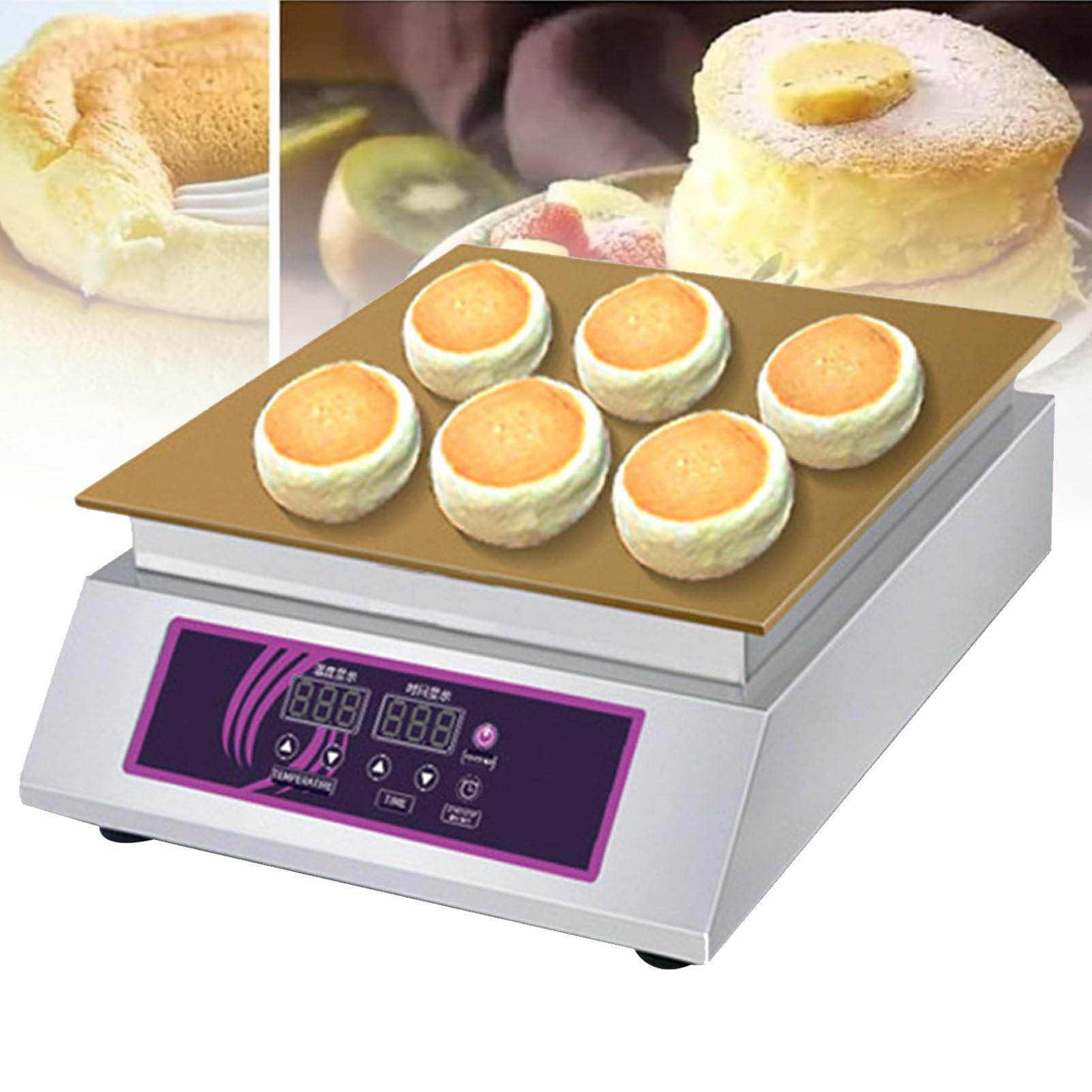 MYUYEE Electric Souffle Machine, Commercial Souffle Pancake Maker, 0-260℃ Temp Control Dorayaki Machine for Home Kitchen Restaurant (Singlehead)