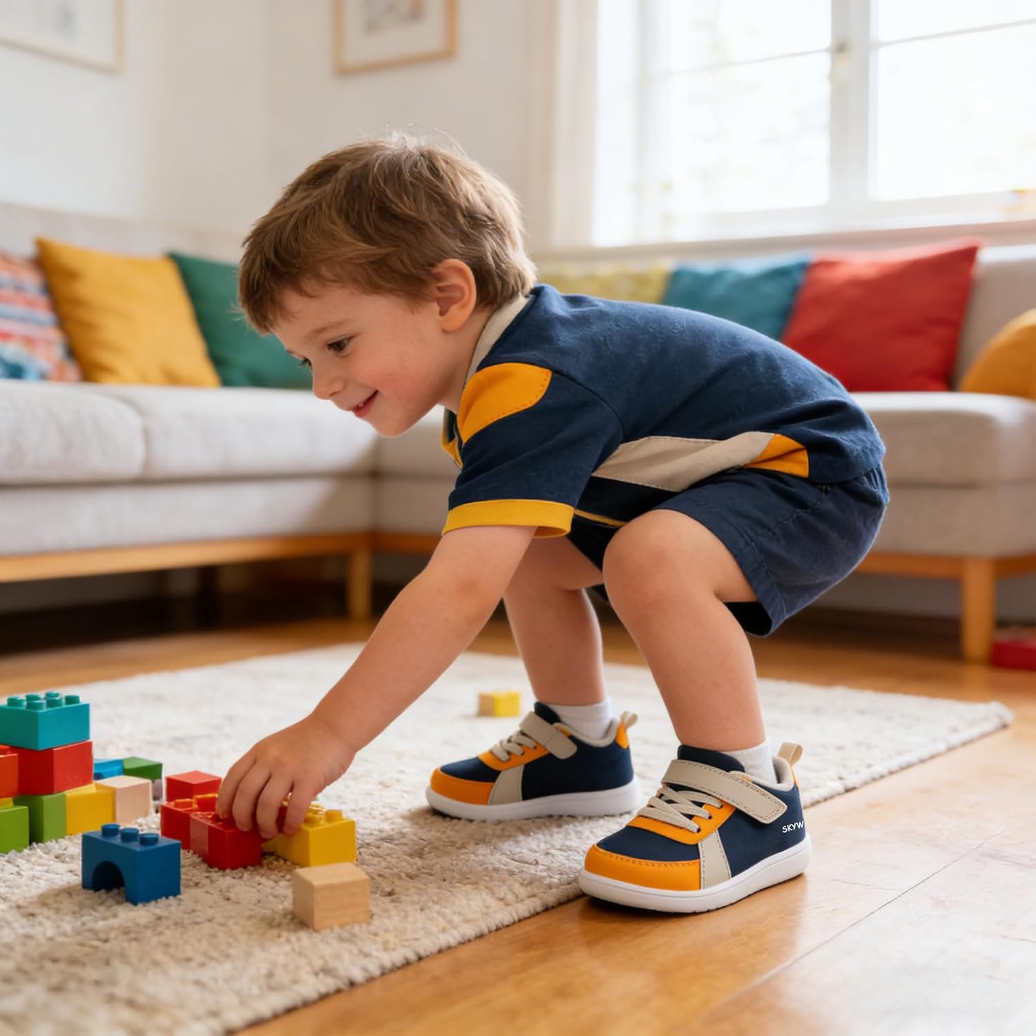 SKYWHEEL Toddler Wide Toe Box Barefoot Shoes Boys Sneakers Kids Tennis Shoes Comfort Lightweight Zero Drop Walking Shoe for Indoor/Outdoor Play - Image 2