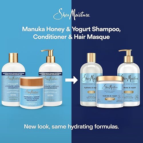 Miniatura 8 de SheaMoisture Champú y acondicionador, hidratación y reparación de miel de manuka y yogur + tratamiento energético de proteínas, mascarilla capilar,