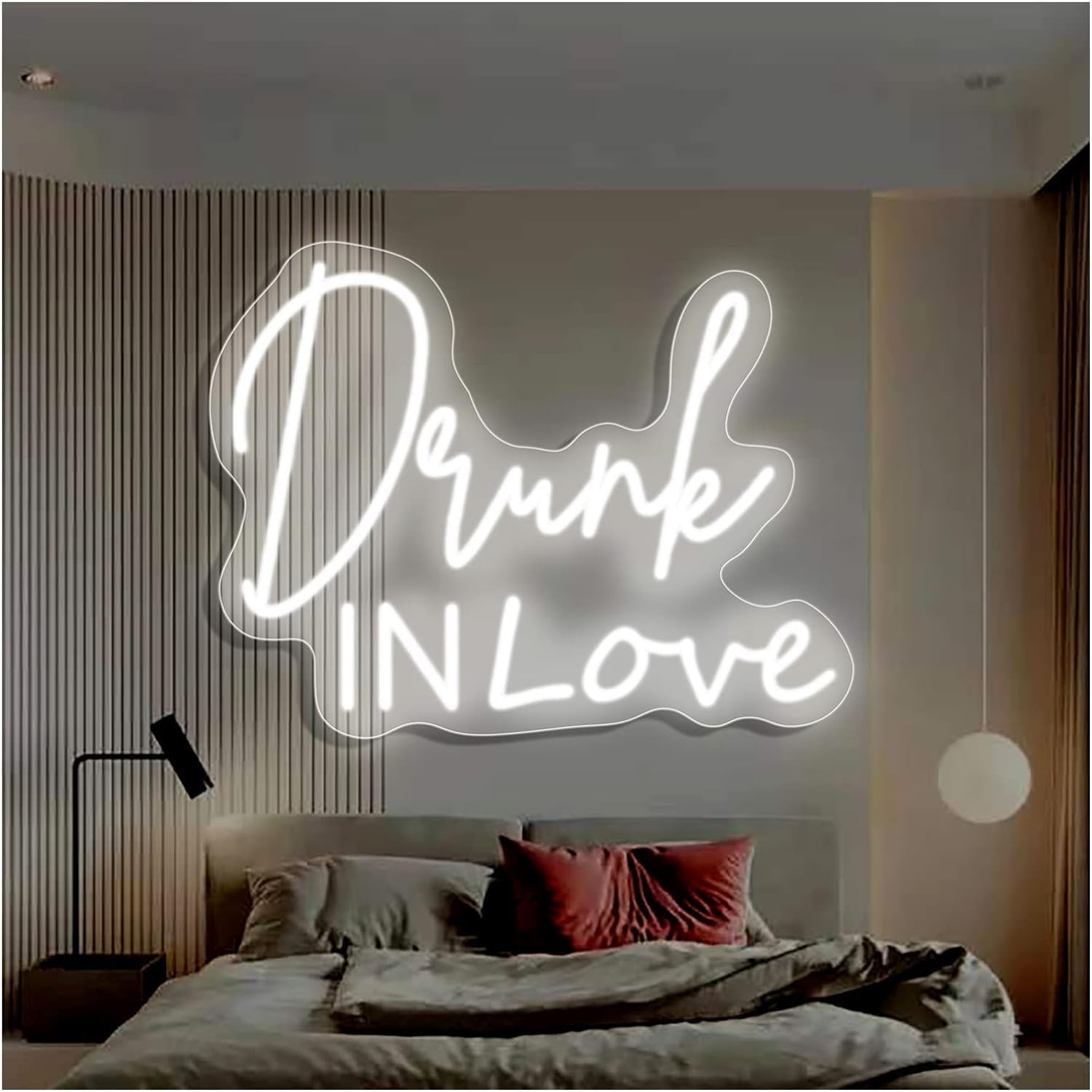 KIJyfgTR LED Neon Light Sign Drunk in Love Neon Signs for Wedding Wall Decor Custom Neon Sign Lights for Bedroom Home Engagement Decor Gift 60x40cm