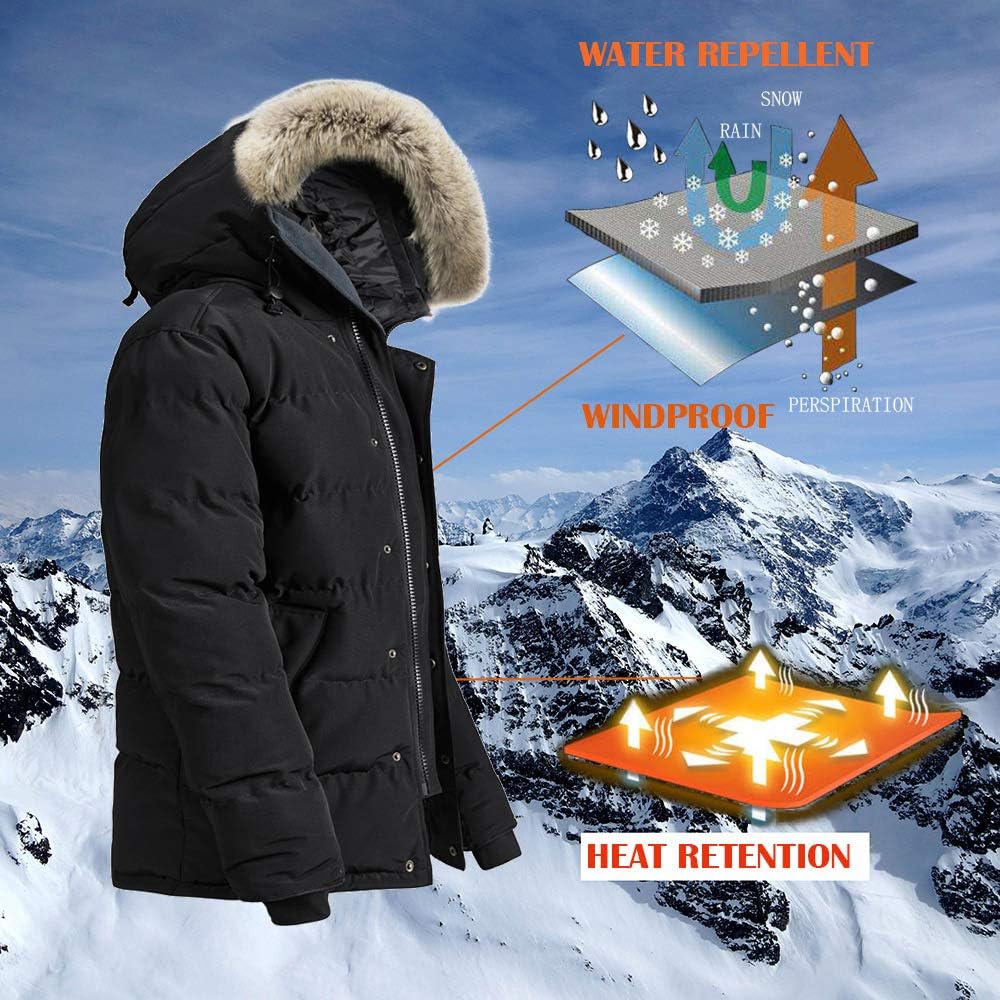 Men's Winter Coat Water-Repellent Windproof Fur Hooded Thicken Long Parka Puffer Jacket - Image 6