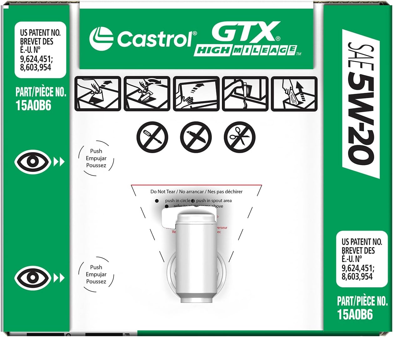 Castrol GTX High Mileage 5W-20 Synthetic Blend Motor Oil, 6 Gallon Enviro-Pack