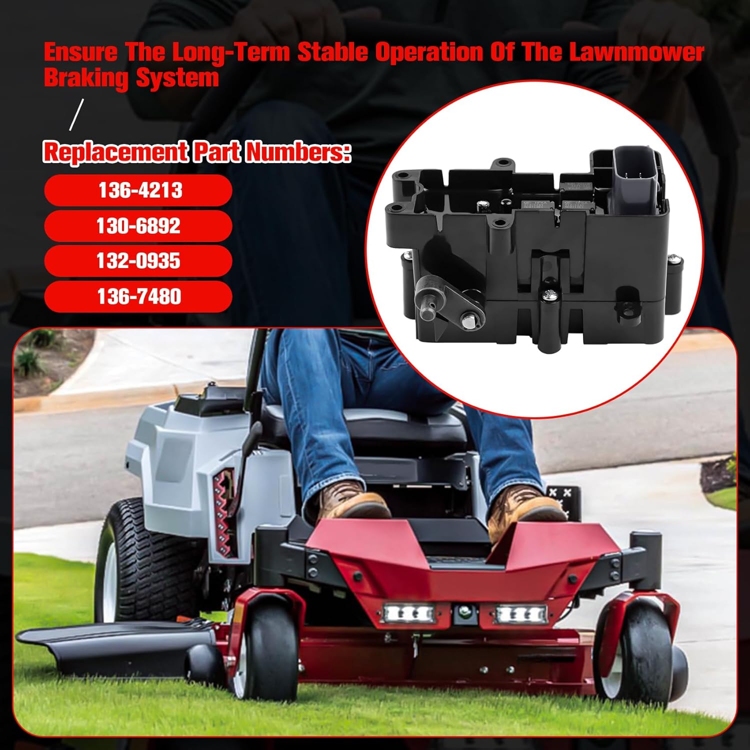 136-4213 Mower Brake Control Module Compatible with Toro E-Series Timecutter Exmark Quest S-Series Lawn Mowers, 130-6892 132-0935 136-7480 Lawn Mower Brake Box Controller Assembly, 3 Years Warranty