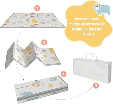Baby Play Mat, 79 x71x0.6 Foldable Kids Playmat,Baby Crawling Mat, Non-Slip, Waterproof, Double-Sided Playpen Mat,Large Baby Activity Play Mat,Baby Play Mats for Floor