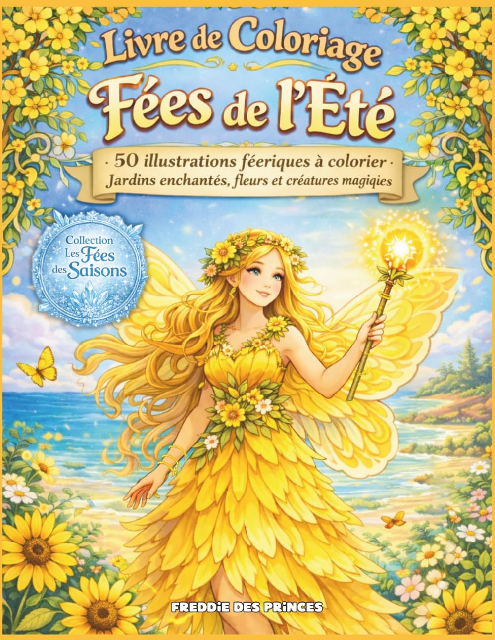 Livre de Coloriage – Fées de l’Été: 50 illustrations féeriques à colorier – plages enchantées, jardins lumineux et magie estivale | Collection Les Fées des Saisons