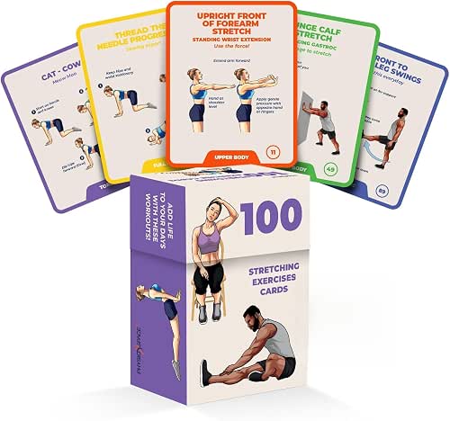 Stretching Exercise Cards – 100 Illustrated Flexibility and Mobility Flash