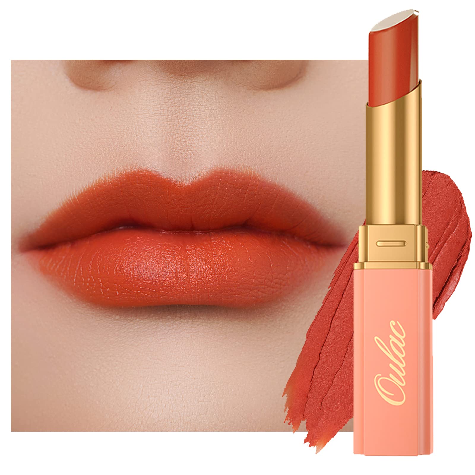 Soft Matte Lipstick for Women - Orange Coral Lipstick & Blush Duo, Cream to Powder Texture, Color Rich, Lightweight & Smooth, Enriched with Rose Oil, Vegan & Cruelty-Free| 3.6g (Y10)