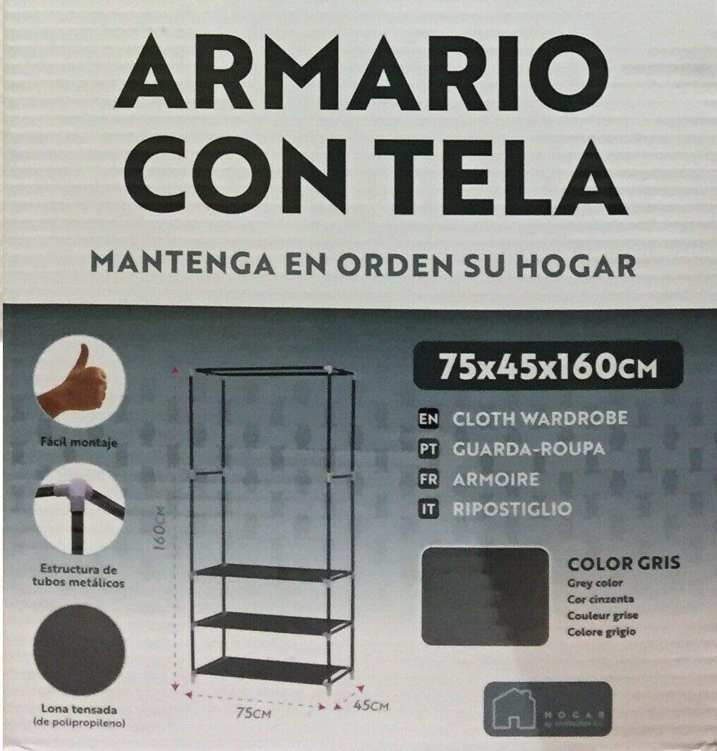 HERSIG Armario de Tela ropero Estante Lona Ropa guardarropa Closet 160x75x45cm/ 63116
