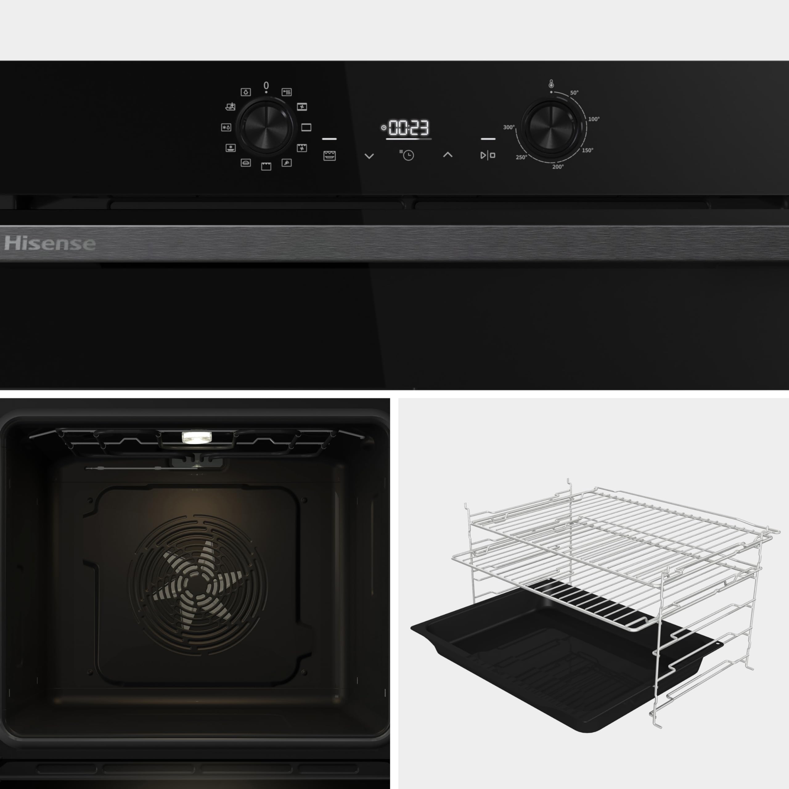 Hisense BI622ABPGUK - Built-in 77L Electric Single Oven - Stainless Steel with Even Bake, 300°C Pizza Mode, Frozen Food Mode, Steam Clean - A Rated, Extra Large — view 4