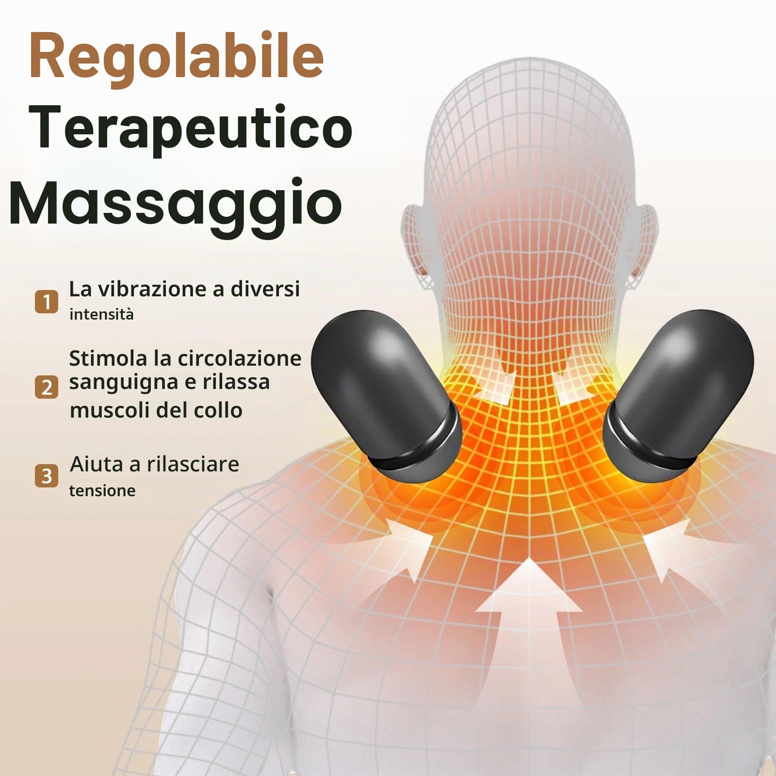 Massaggiatore Cervicale con Riscaldamento, 3-in-1 Massaggiatore Posteriore e Cervicale con Vibrazione e Trazione, Massaggiatore Spalle Per Alleviare Il Dolore Dei Tessuti Profondi, Grigio