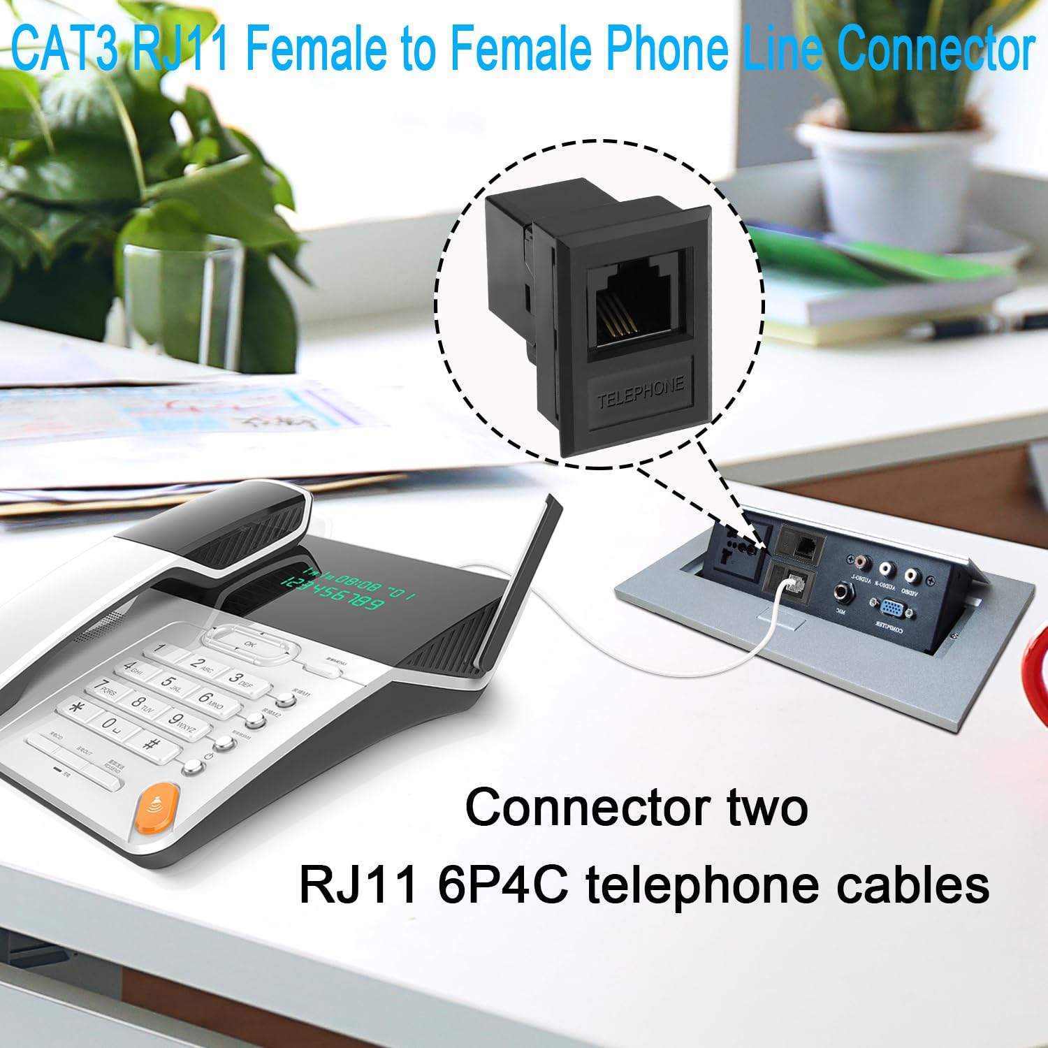 Riteav RJ11 – 12 Phone Keystone jack accoppiatore femmina a femmina Infradito colorati estivi, con finte perline