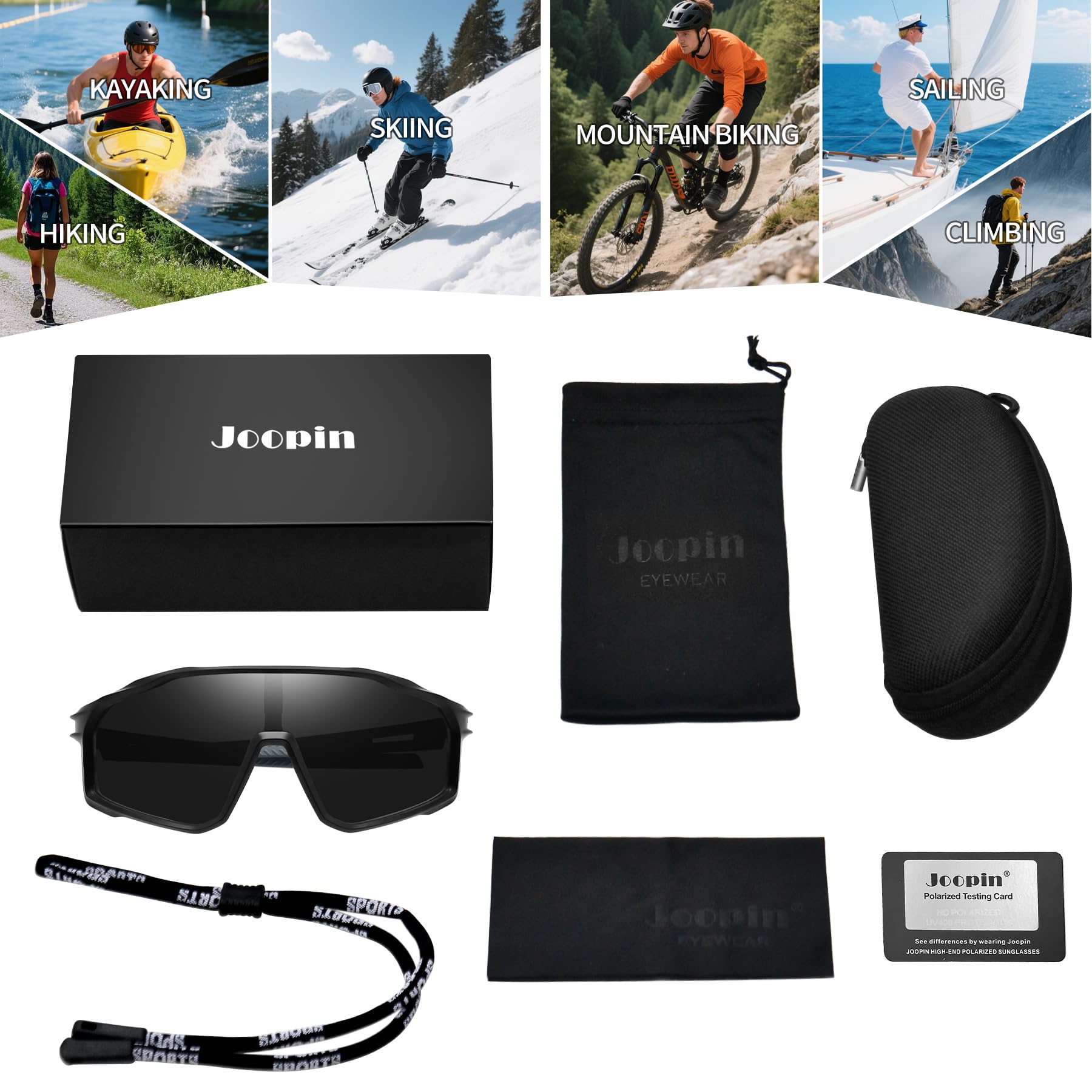Joopin Gafas Ciclismo Hombre Polarizadas Envolventes Deportivas Mujer TR90 Ligera Protección UV400